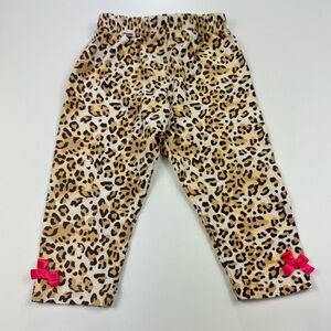 Baby Girl's Leopard Print Leggings with Pink Bows Size 12M
